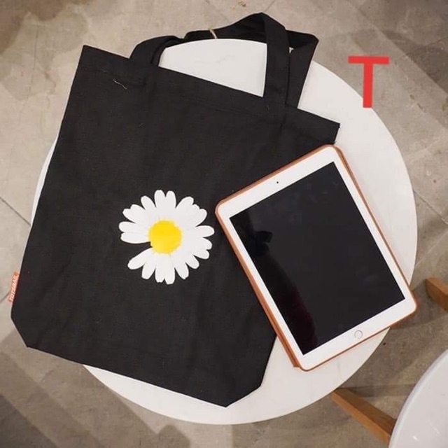 [Túi tote] Túi vải hoa cúc khuyết DTR0320