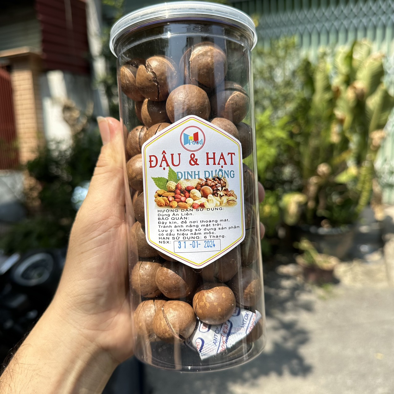 LON 500gram - Hạt Mắc Ca Sấy - Mắc Ca Đăk Lăk date mới