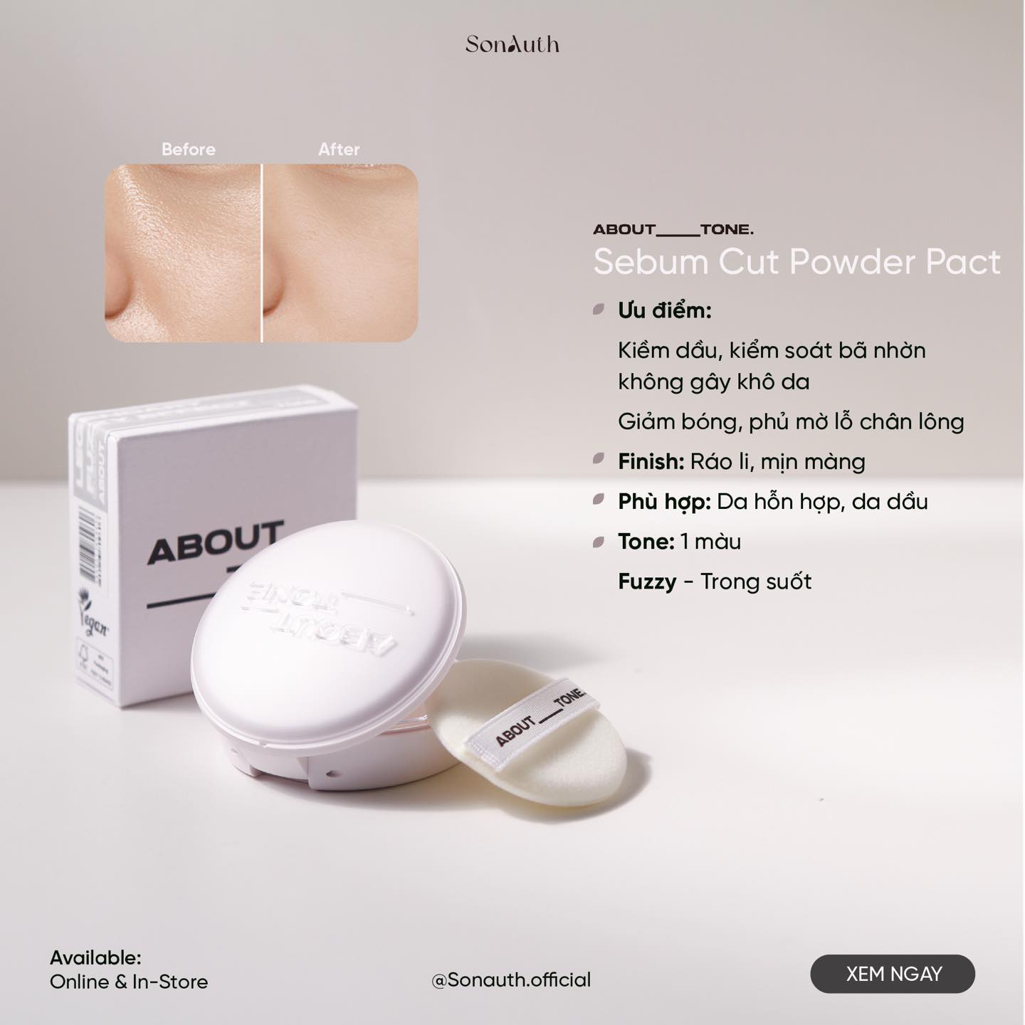 Phấn phủ dạng nén About Tone Effect Powder Pact 8g