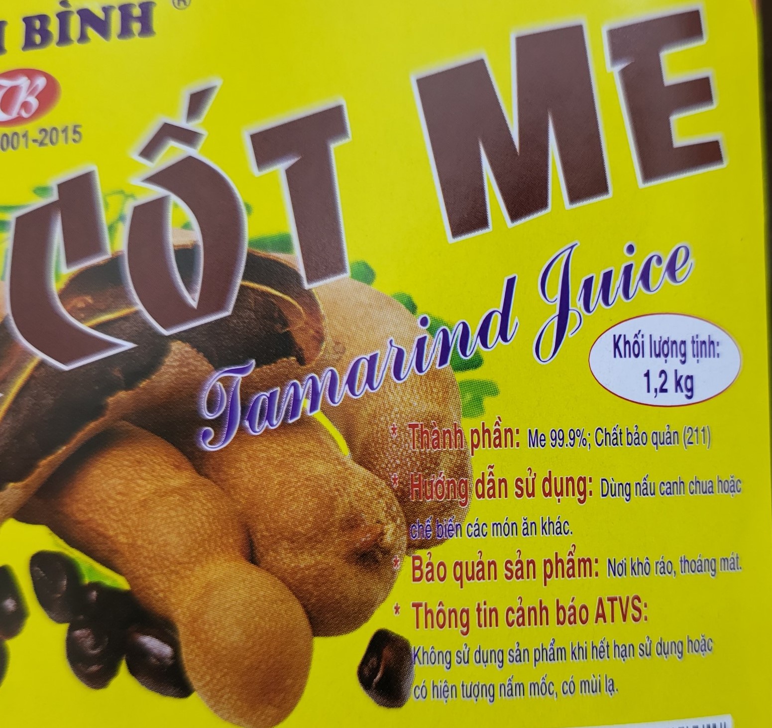 (HỦ LỚN 1.2 Kg) NƯỚC CỐT ME THANH BÌNH Mashed Tamarind Juice