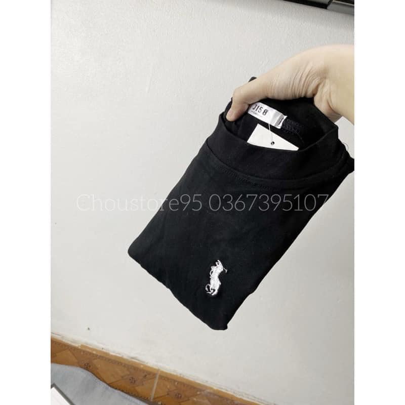 Áo thun cổ tròn thêu ngựa form ôm
