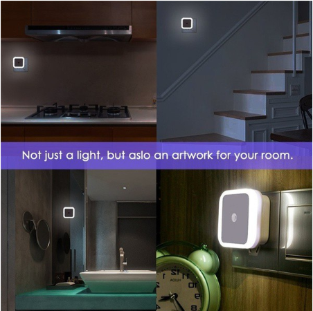 đèn led phòng ngủ Đèn Tường đèn ngủ cảm ứng Tự động bật / tắt Đèn cảm biến ánh sáng Nhà thông minh Tiết kiệm năng lượng Hoa Kỳ cắm 220V 0,5W