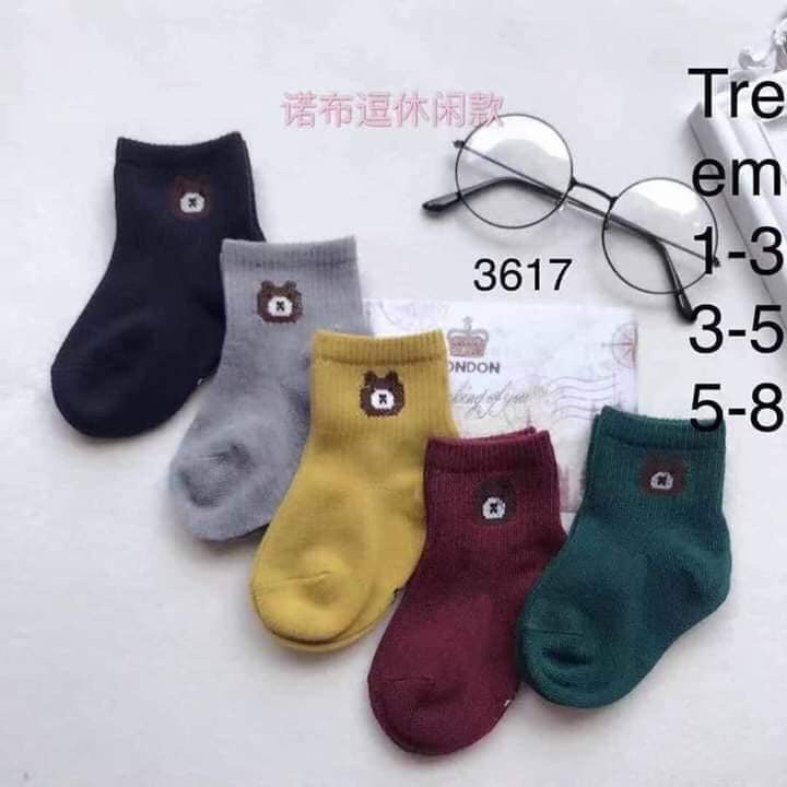 Combo 5 đôi Tất gấu cho bé 0-6 tuổi