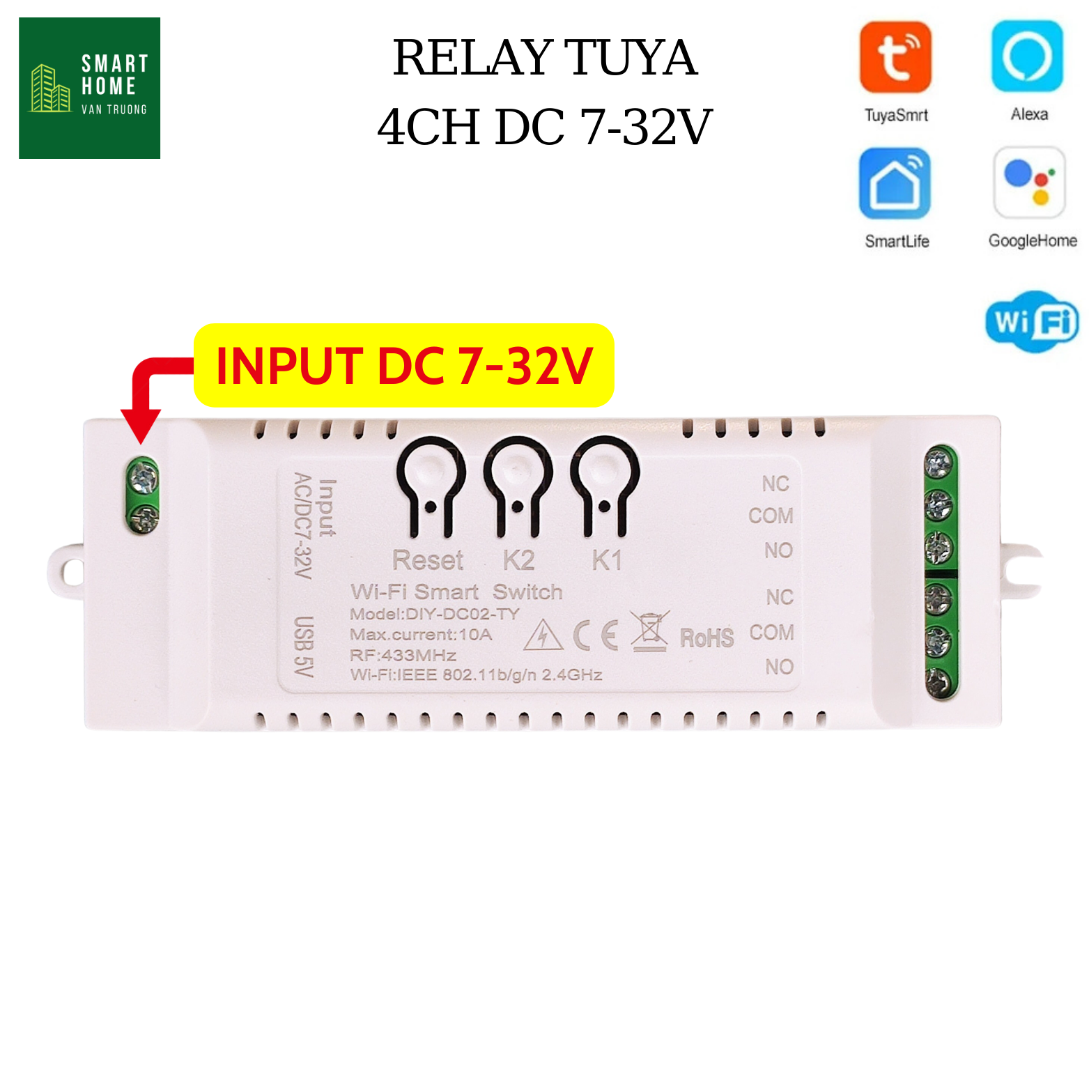 ZigBee Tuya WiFi RF control 4-button smart switch