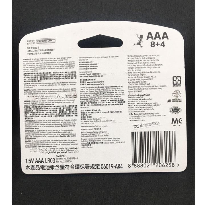 [HCM]12 VIÊN AAA ENERGIZER ALKALINE LR03.