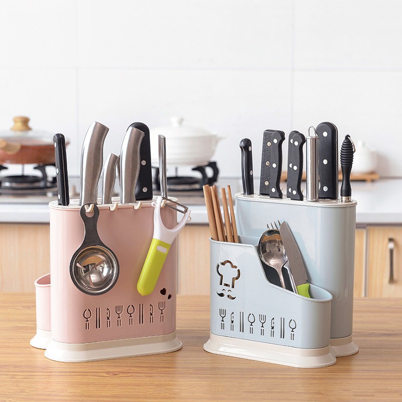 Ống Đựng Đũa Thìa Có Móc Treo Kèm Khay Cắm Dao Kéo - Khay cắm dao đựng đũa có móc treo