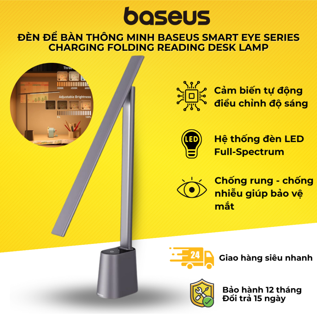 Đèn để bàn thông minh Baseus Smart Eye Series Charging Folding Reading