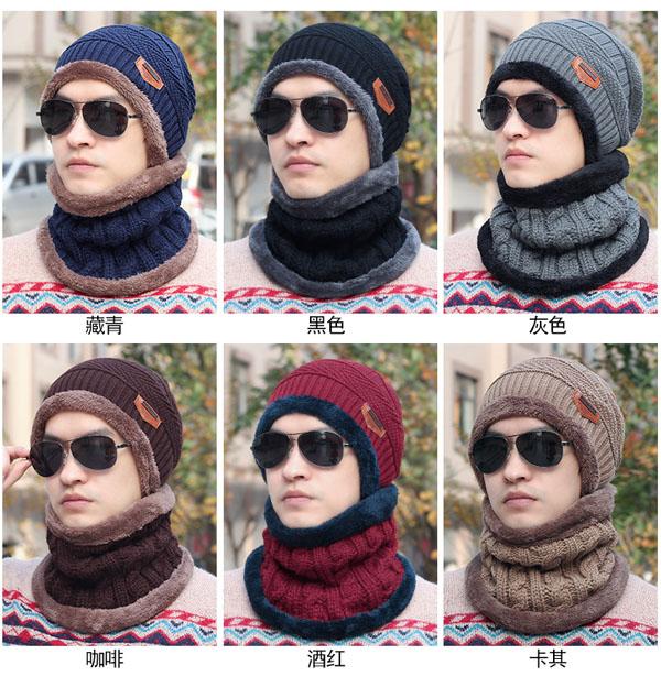 Set khăn mũ len nam nữ lót lông