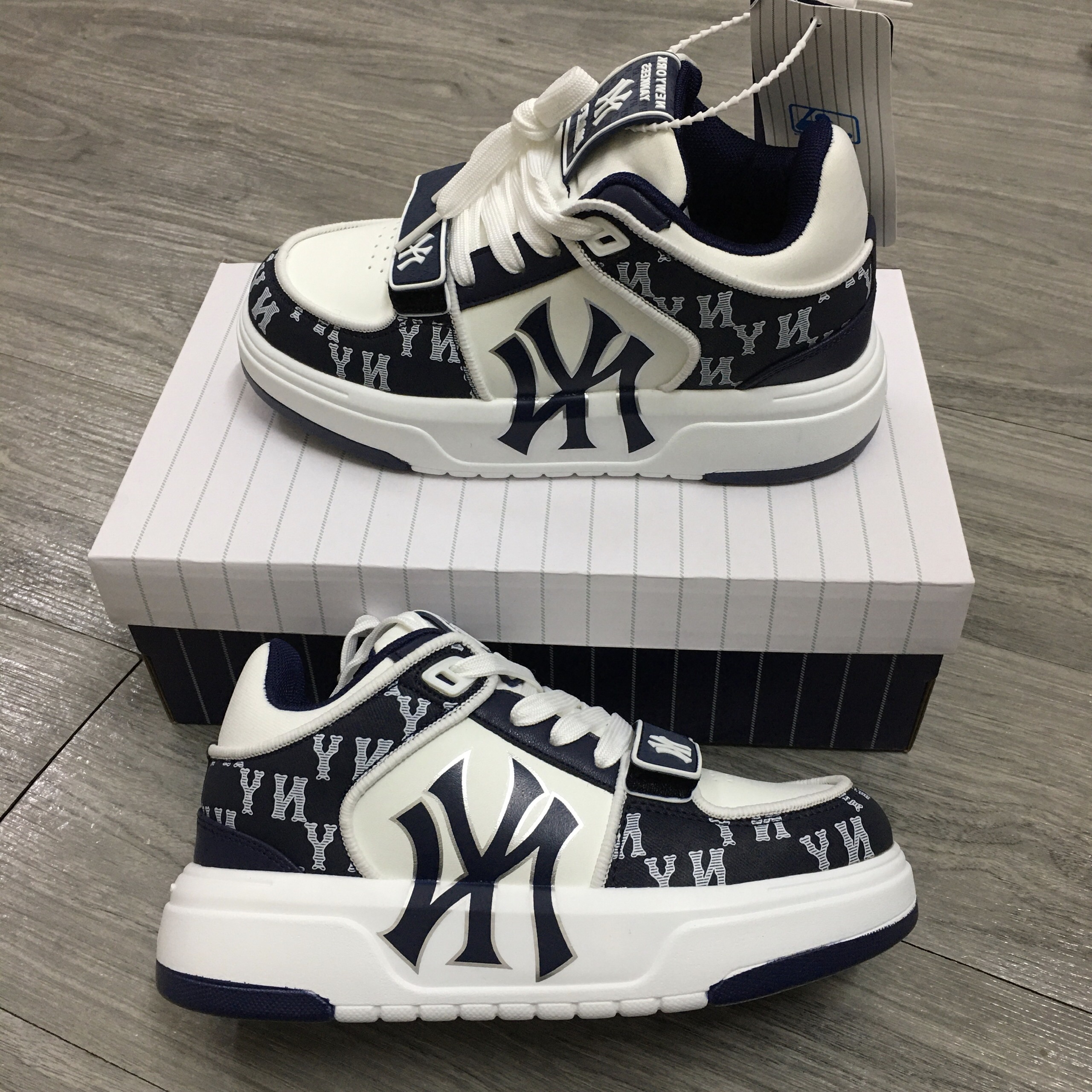 [TẶNG HỘP+BILL+TẤT] Giày MLB TRẮNG NY TRẮNG BẢN IN