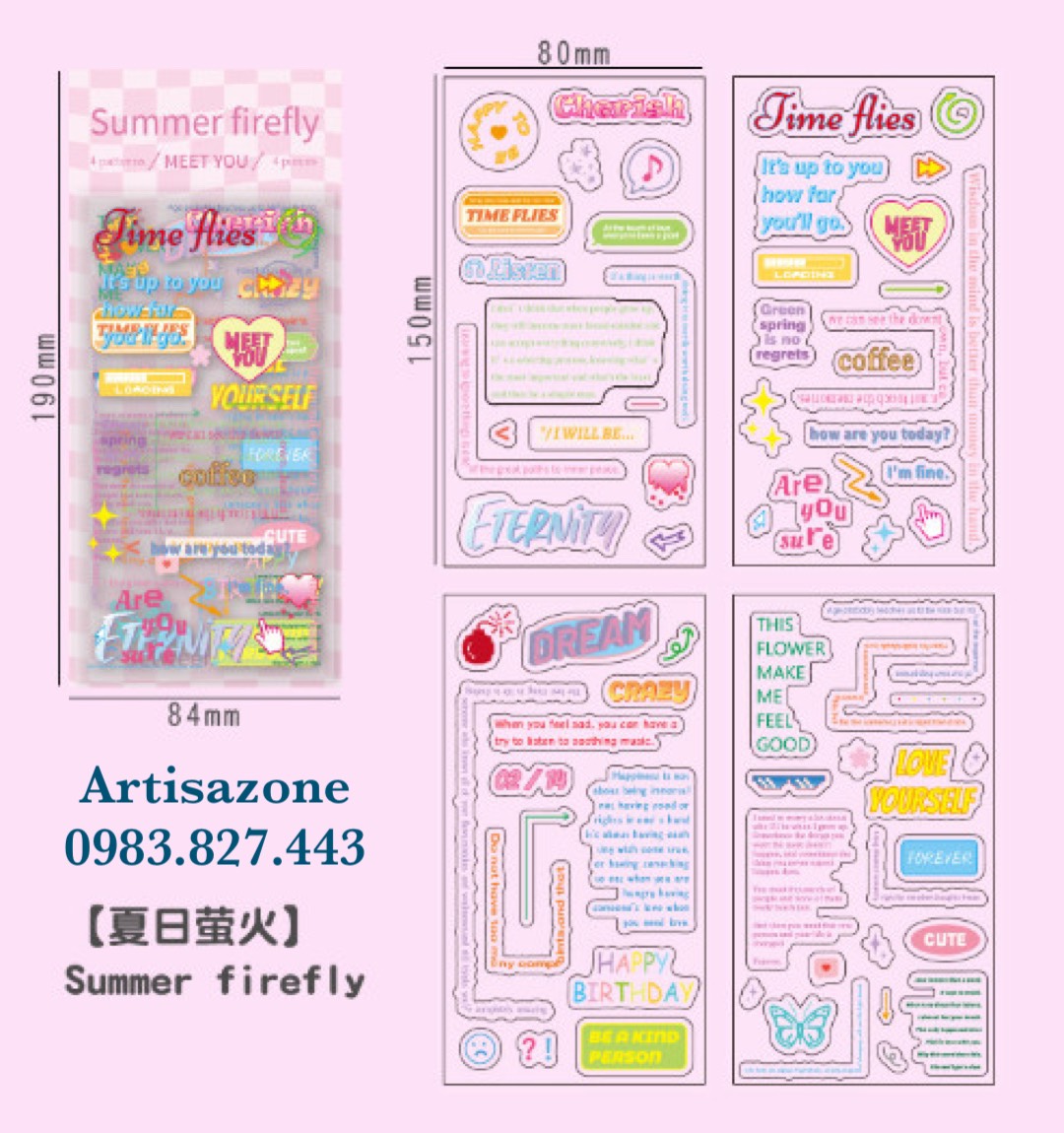Sticker chữ Meet You - Set 04 tờ