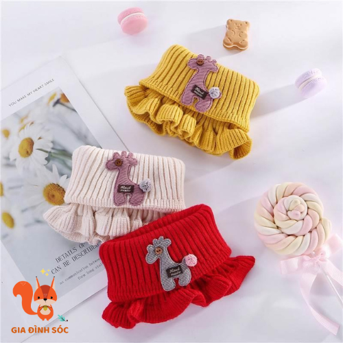 Khăn len quàng cổ dạng ống hình hươu cho bé