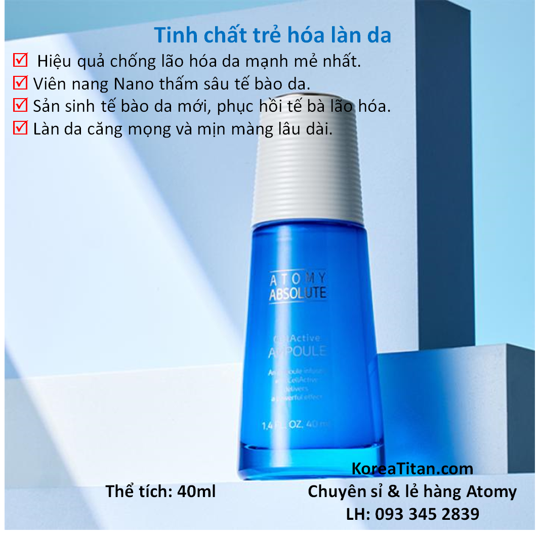 Tinh chất Tế bào gốc trẻ hóa da, tái tạo Collagen và phục hồi da căng bóng 50ml - Atomy absolute Cellactive ampoule - 애터미 앱솔루트 셀랙티브 앰플 - Атоми СеллАктив Ампула