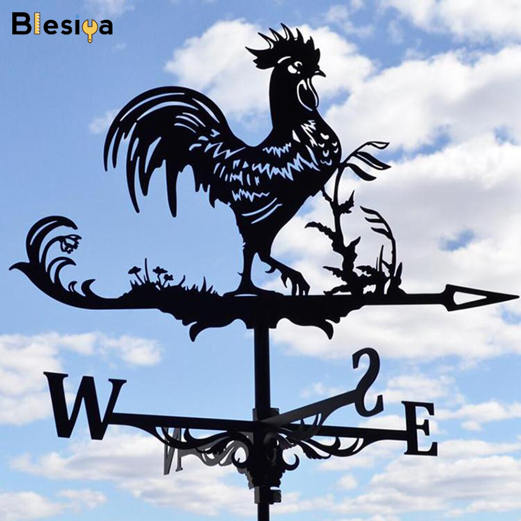Blesiya Rooster Shape Weathervane Weather Vane Yard Garden Barn Ornament 30'' Tall