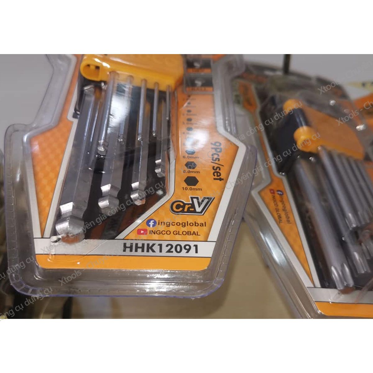 Set 9 key hexagonal round head ingco HHK12091 compact design. Lock hexagonal material CR-V, size 1.5-10mm, heat resistant and is plated with chrome steel. -48/T-product genuine [XTools] [xsafe]