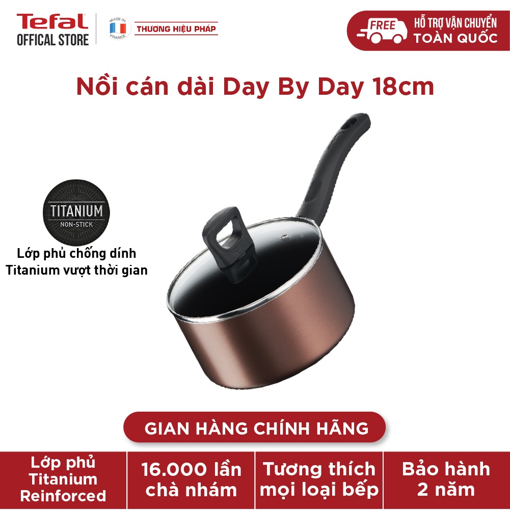 Nồi cán dài chống dính đáy từ Tefal Day By Day 18cm