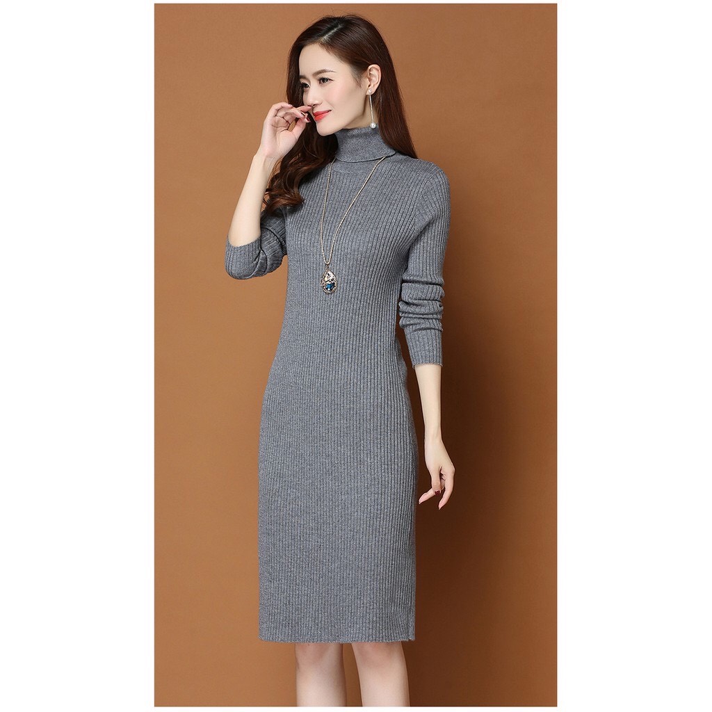 VÁY LEN BODY CỔ LỌ DÁNG DÀI TÔN DÁNG PHỐI ĐỒ DA DẠNG