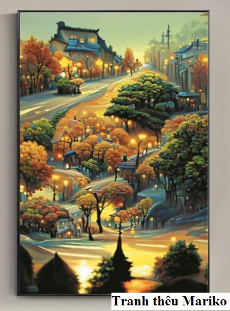 Tranh thêu kín phong cảnh a607 kích thước 65 x 100 cm , a607-9ct kích thước 75 x 120cm