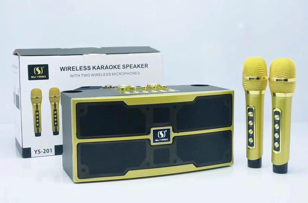 [ Loa di động Hót Nhất 2021]Mic Hát Karaoke cao cấp,Loa Bluetooth Karaoke SU-YOSD YS-201 (Kèm 2 Micro Không Dây)