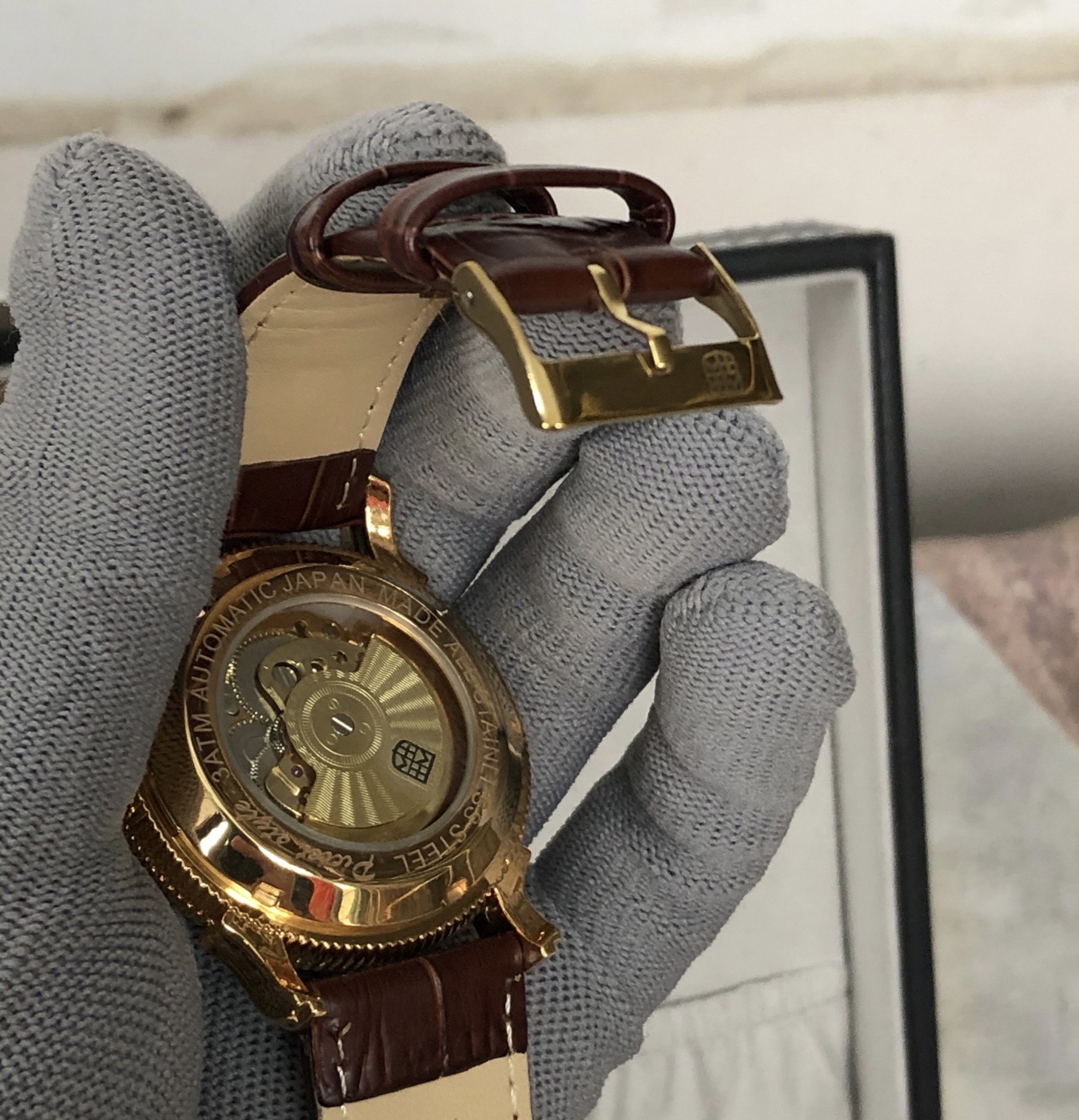 đồng hồ chạy cơ automatic song long 3d dây da thời trang