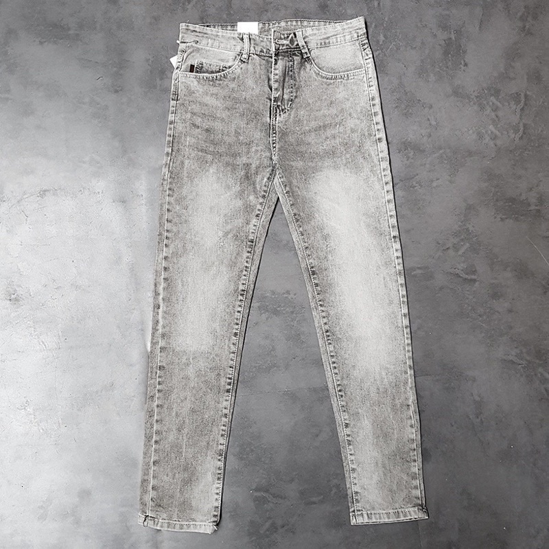 (Ảnh thật) Quần jeans nam xám trơn mẫu bazic