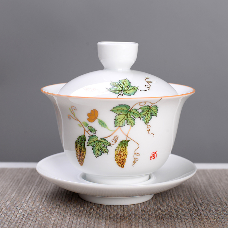 Chén Khải (Tam Tài) Cảnh Đức uống trà tuyệt đẹp