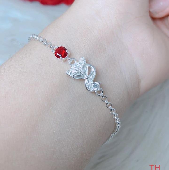 Lắc tay bạc mặt hồ ly đính đá MS85