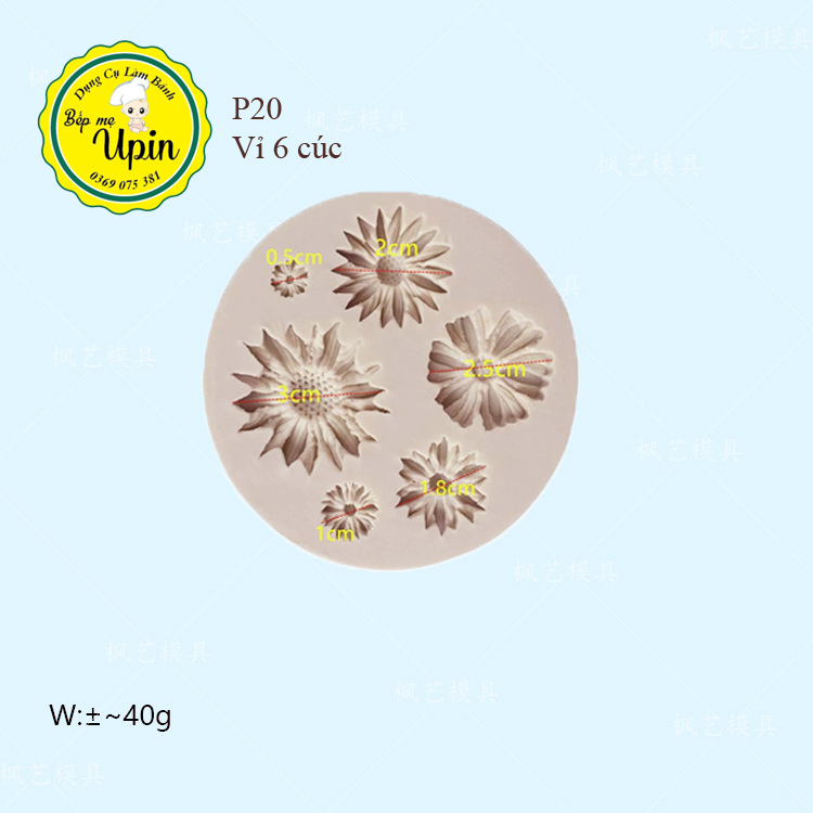 Khuôn Silicon Hoa trang trí làm bánh vỉ 4 , 6 và 7 hoa cúc