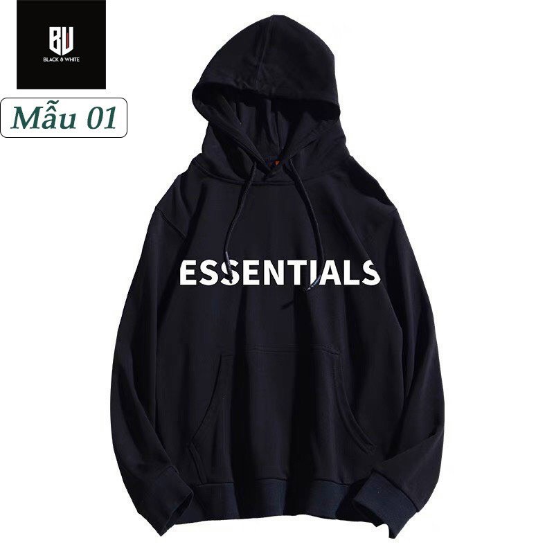 Áo Hoodie Nam Nữ Cao Cấp-Hoodie Sweater Cặp Phối Nón Phong Cách ESSENTIAL Sang Trọng