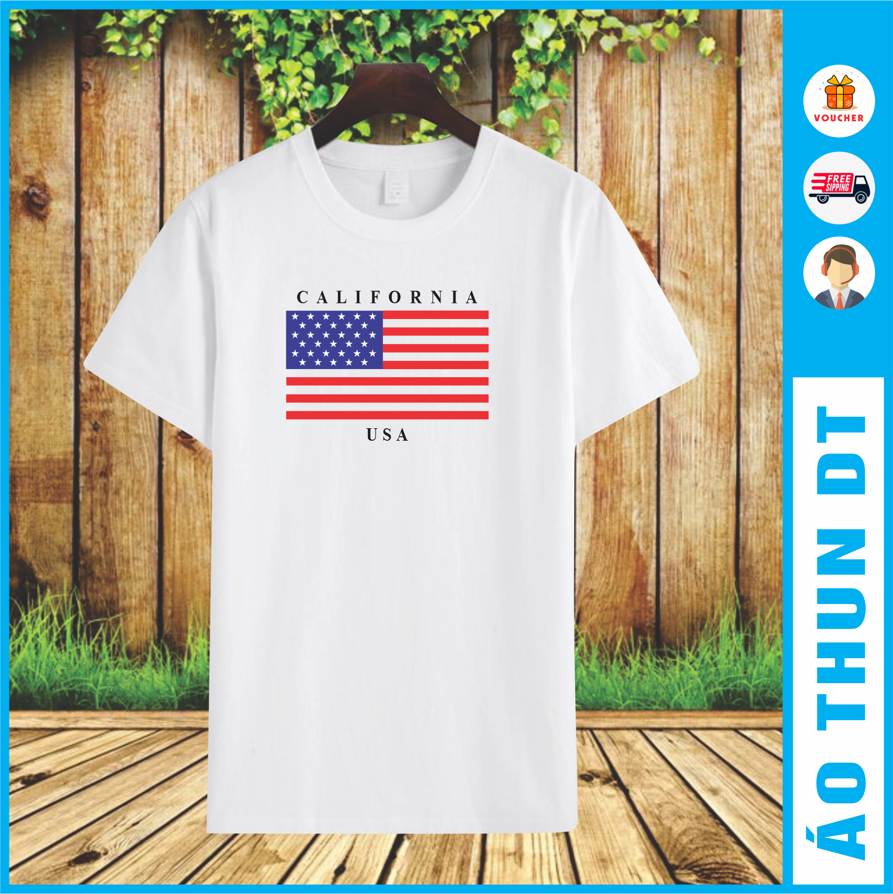 Áo thun nữ in cờ Mỹ