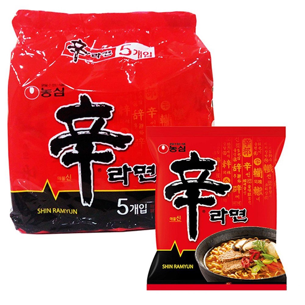 Lốc 5 gói mì nước cay Nongshin Hàn Quốc
