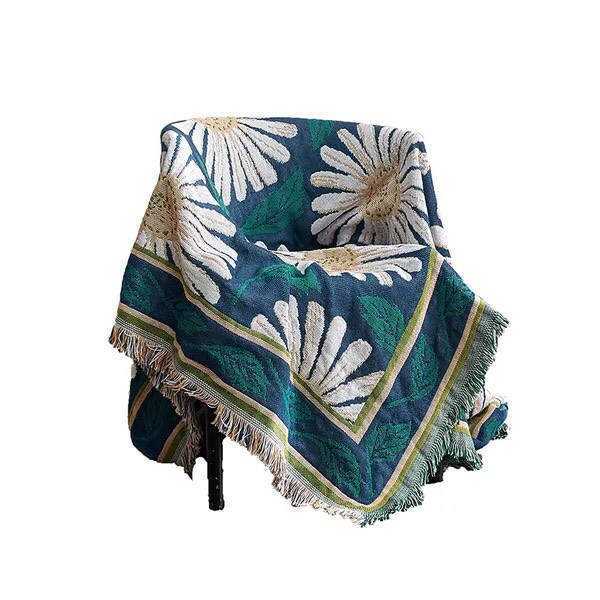 [FLASH SALE] Khăn phủ sofa - Thảm trải sàn đa năng họa tiết cúc họa mi, trang trí nhà cửa cực đáng yêu với nhiều kích thước