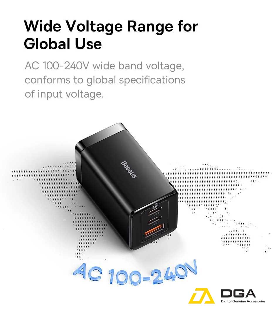 Cóc Sạc Nhanh Baseus GaN5 Pro Quick Charger 65W (Type Cx2 + USB , PD3.0/ PPS/ QC4.0/ SCP/ FCP Multi Quick Charge Protocol, New Upgrade Technology)