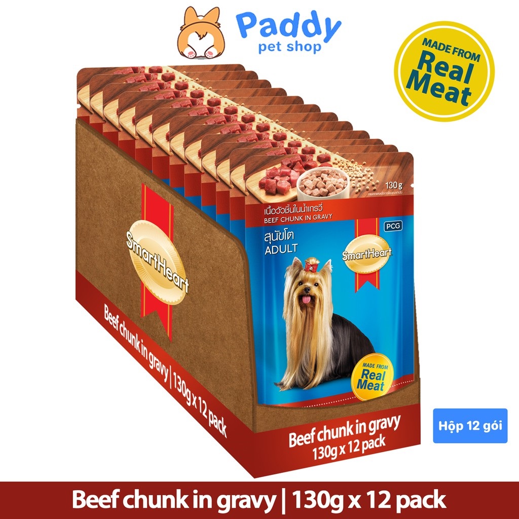 [Hộp 12 Gói] Pate Cho Chó SmartHeart 130g