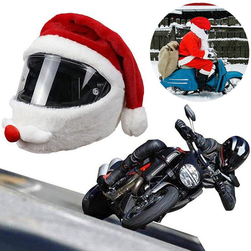 {CTTC} Santa Claus Helmet Cover Plush Christmas Hat for Motorcycle