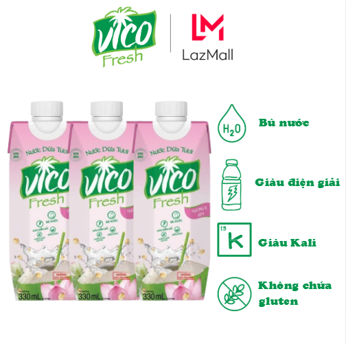 COMBO 3 HỘP NƯỚC DỪA SEN VICO FRESH 330ML