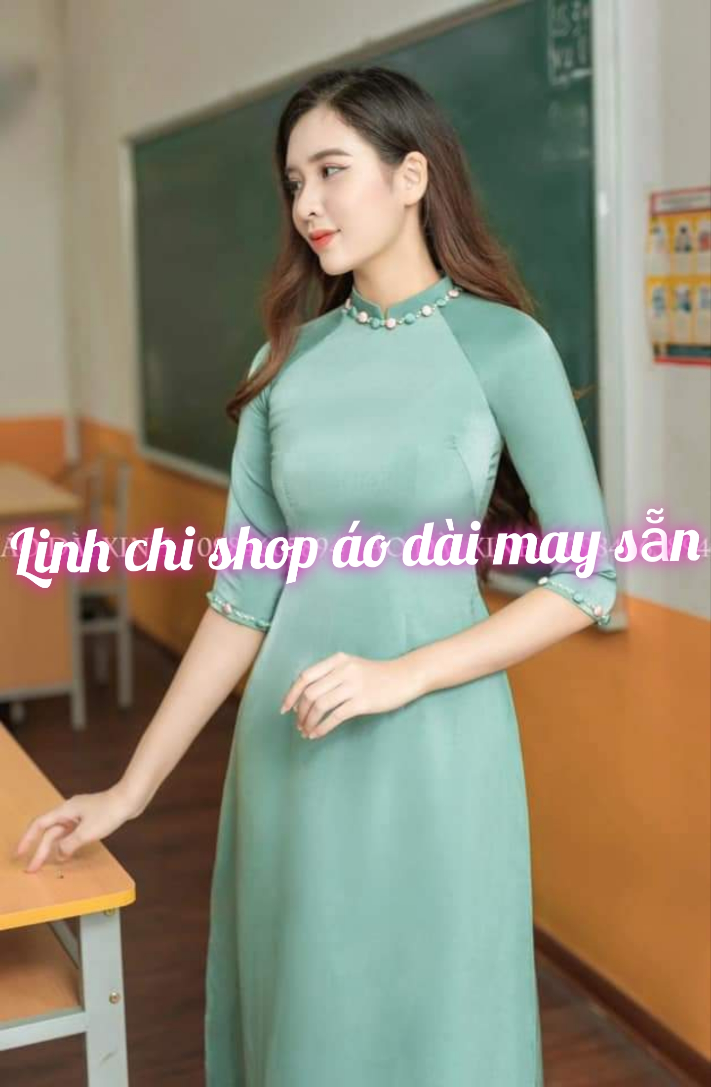 áo dài may sẵn trơn lụa kèm quần