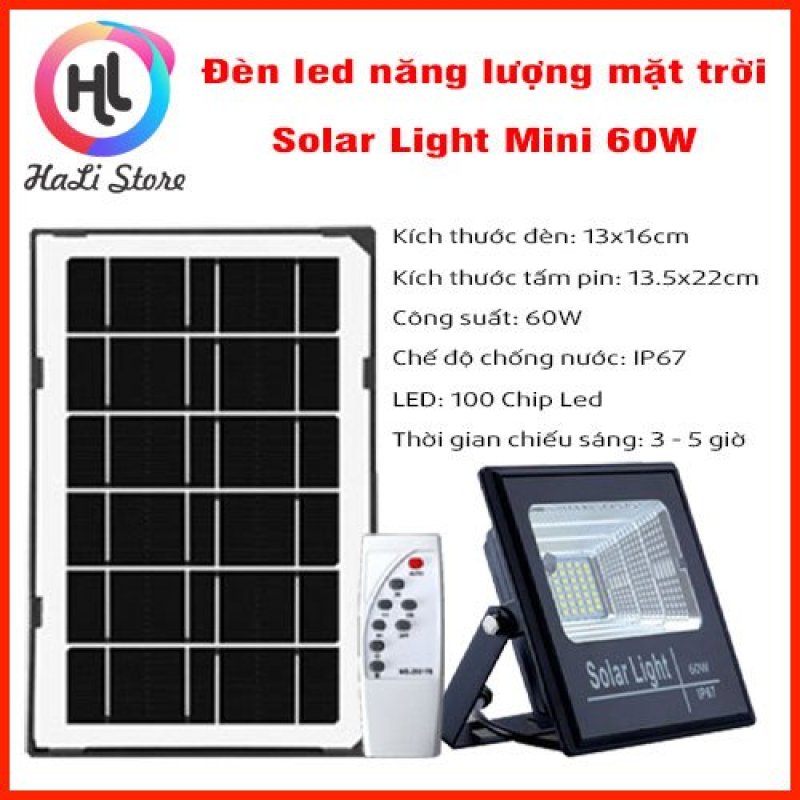 Đèn Led Năng Lượng Mặt Trời - Đèn Ngoài Trời Chống Thấm Nước SOLAR LIGHT 60W - BẢO HÀNH 24 THÁNG