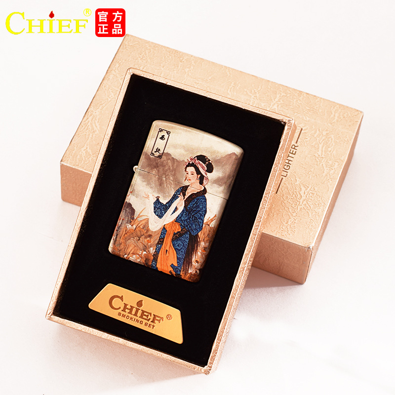 Bật lửa đá xăng Chief in 3D hình mỹ nhân cổ trang