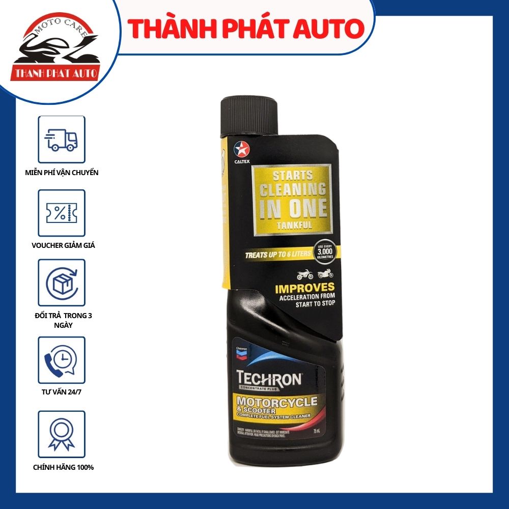 Dung dịch làm sạch hệ thống nhiên liệu động cơ xe máy Caltex Techron Concentrate Plus 75ml dành cho xe số xe côn tay xe tay ga