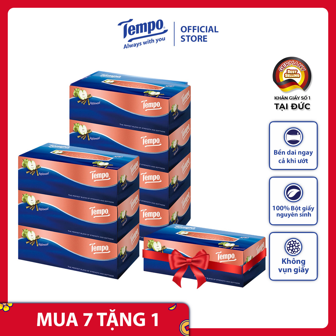 Khăn giấy hộp rút cao cấp Tempo - 3 lớp bền dai, không kích ứng da