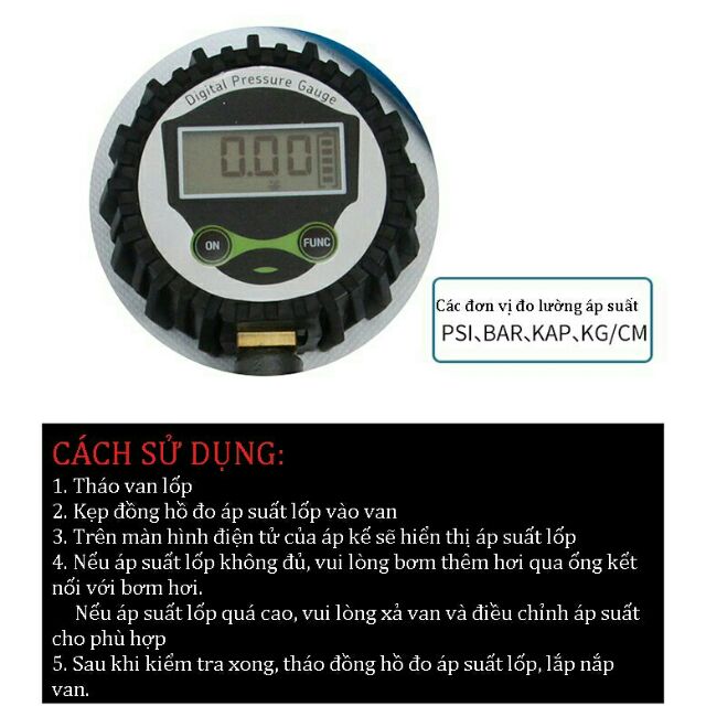 Bơp lốp đo áp suất hơi điện tử