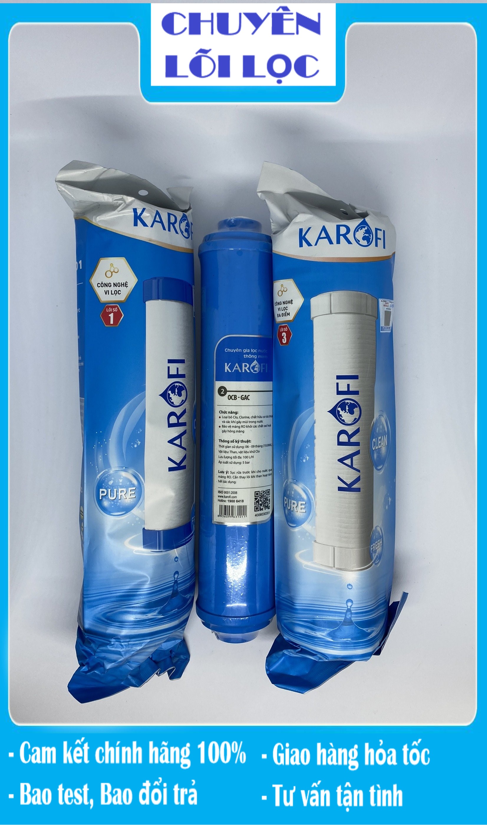 Bộ 3 lõi lọc karofi số 123 thay cho model n-e118 | model n-e119/a | model n-e119/u | n-e239 | b930