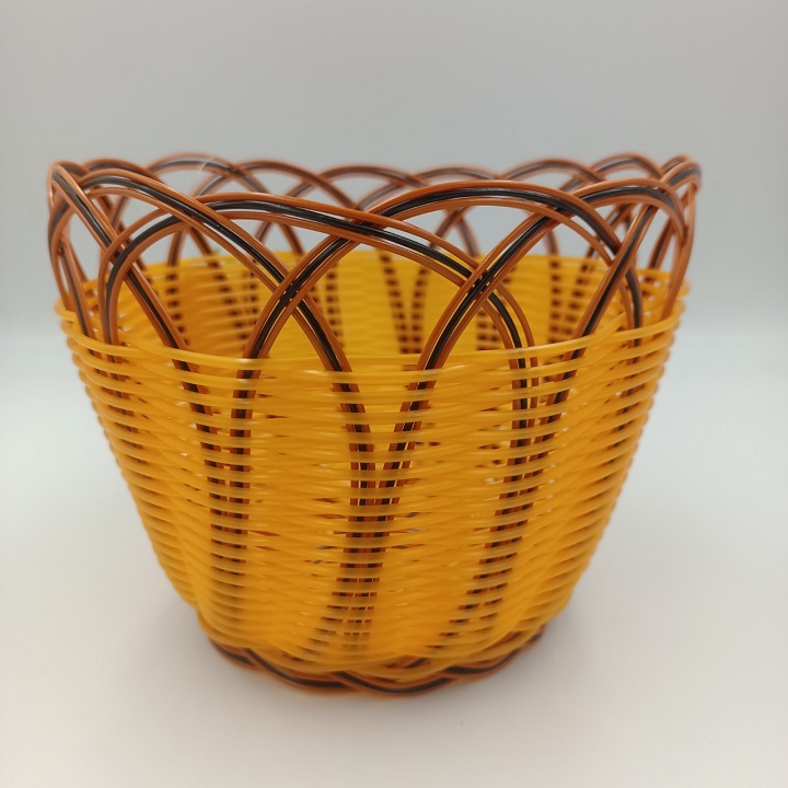 Artificial Plastic deep rattan round basket for multifunctional storage
