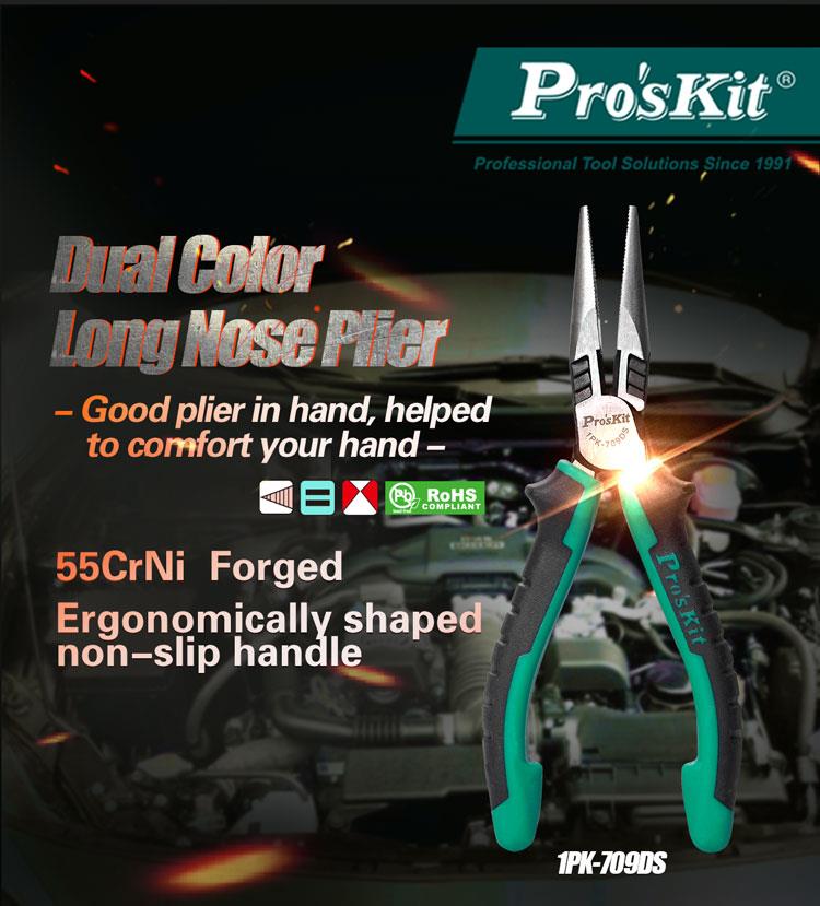 [HCM]Kềm mũi nhọn Proskit 1PK-709DS (Xanh phối đen)