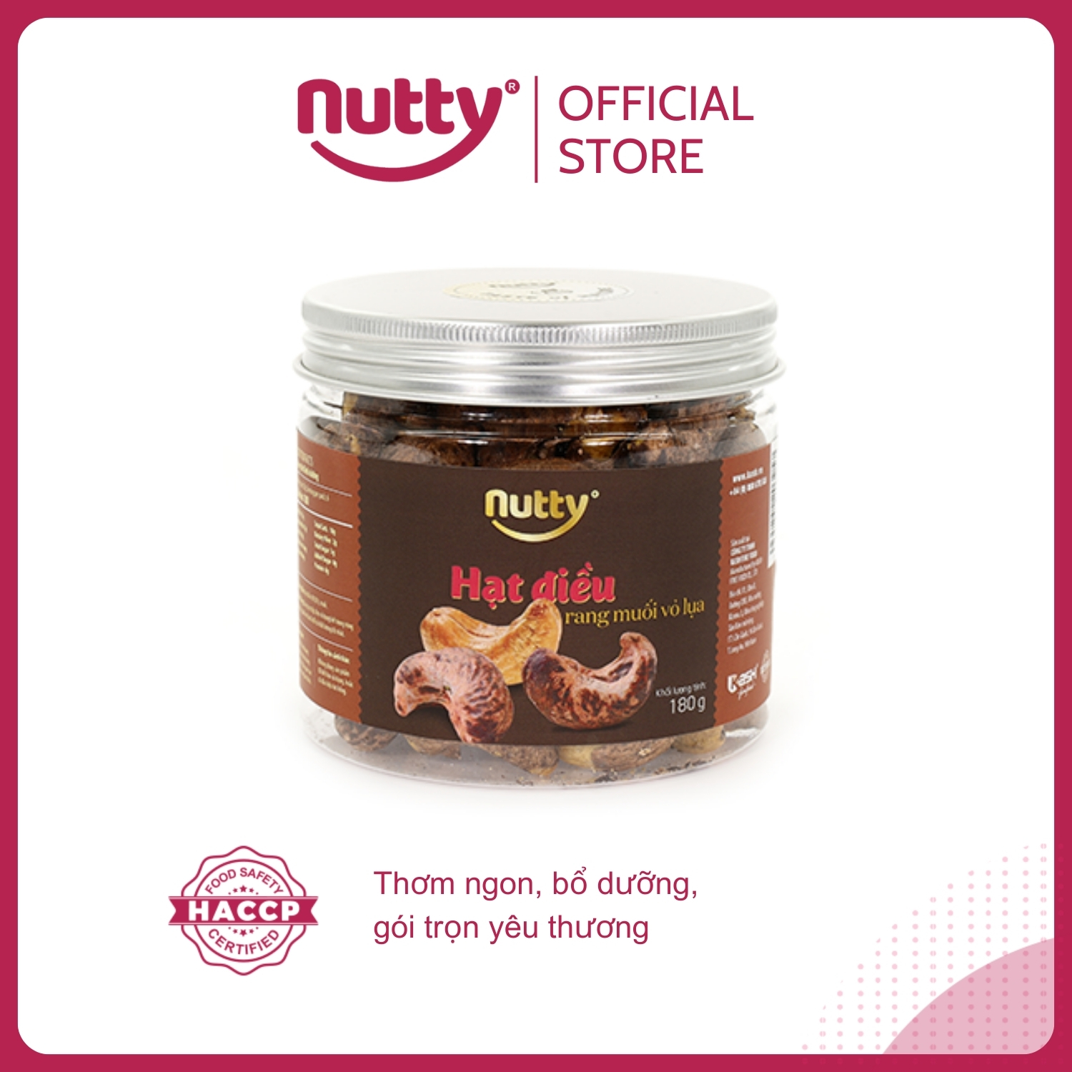 Hạt điều rang muối vỏ lụa Nutty - Hạt điều Bình Phước vỏ lụa - Món ăn vặt lành mạnh