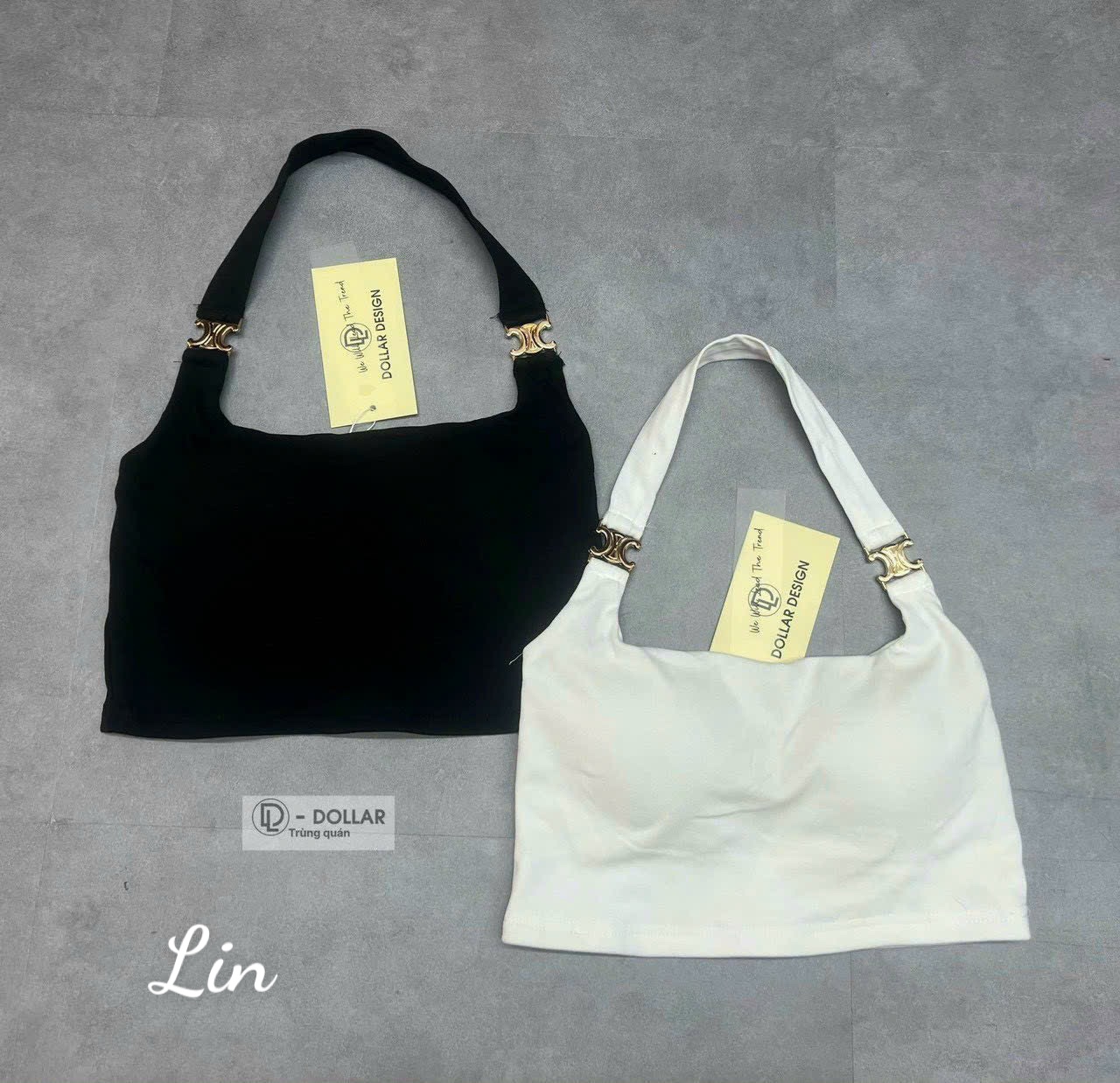 Áo ba lỗ croptop có mút phối khoen cá tính