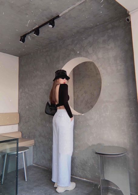 [Ảnh thật] Áo croptop thun gân tay dài hở lưng