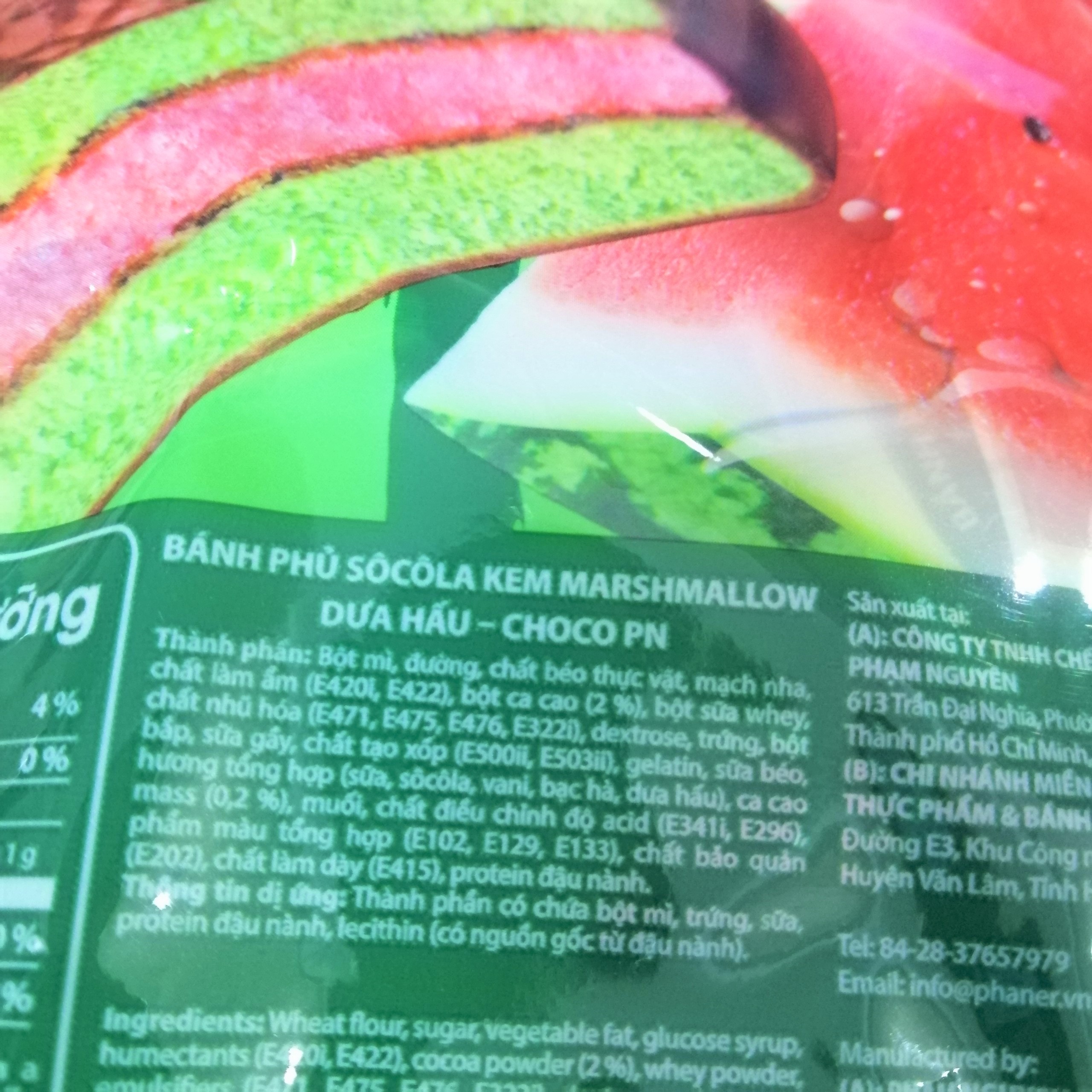 Bánh Phủ Sôcôla Choco Phạm Nguyên Dưa Hấu (Gói 204g)