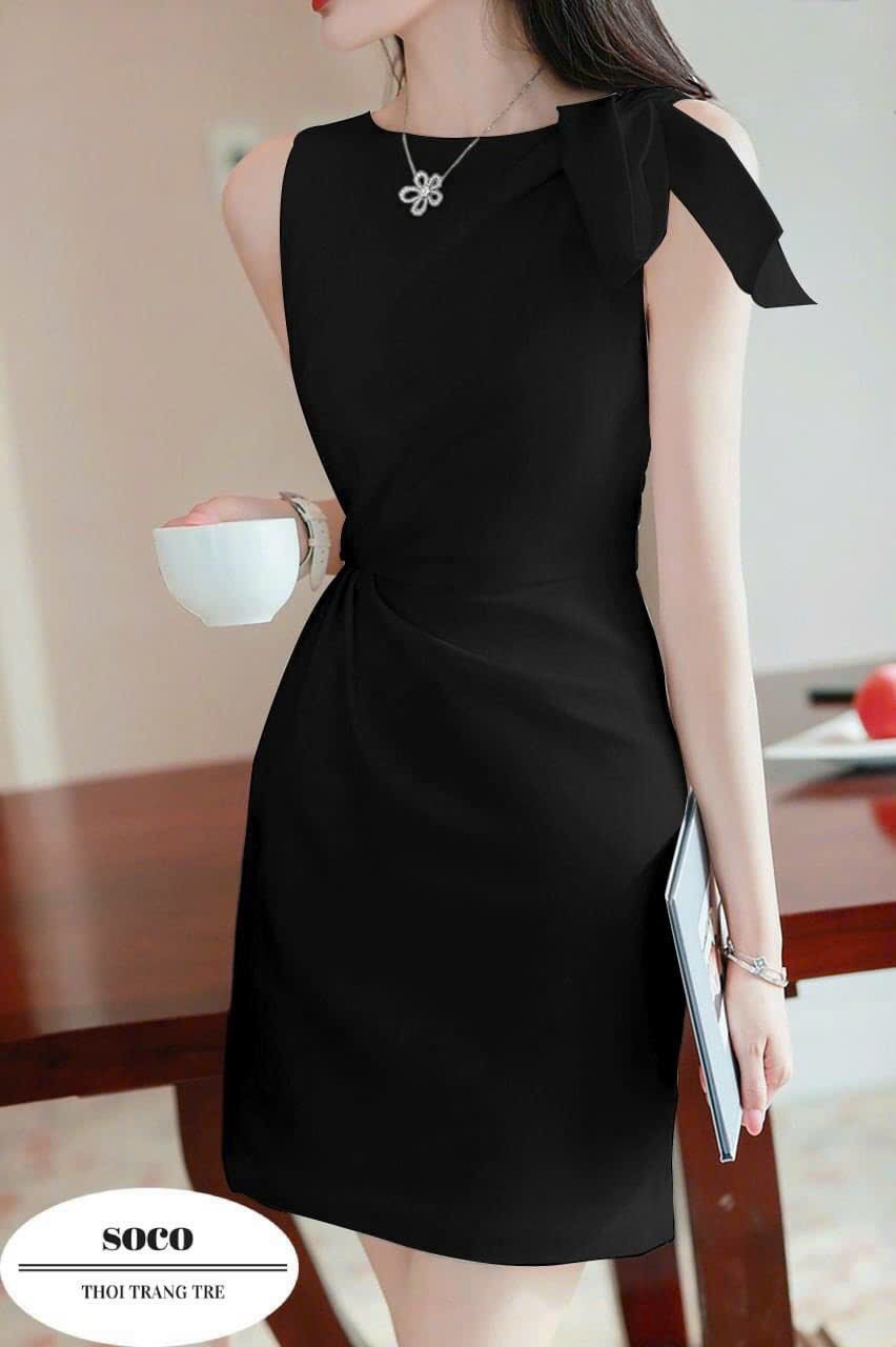 Đầm ôm dáng cổ thuyền nơ vai nhún eo