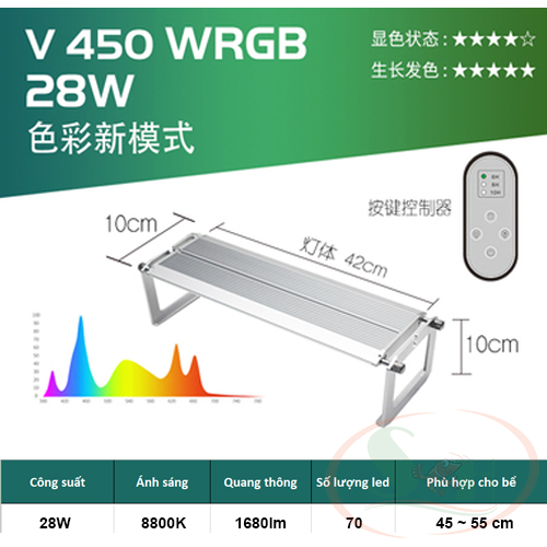 Đèn led WEEK Raptor WRGB V series V300, V450, V600, V800, V900, V1200 dimmer điều chỉnh hẹn giờ bể cá tép thủy sinh